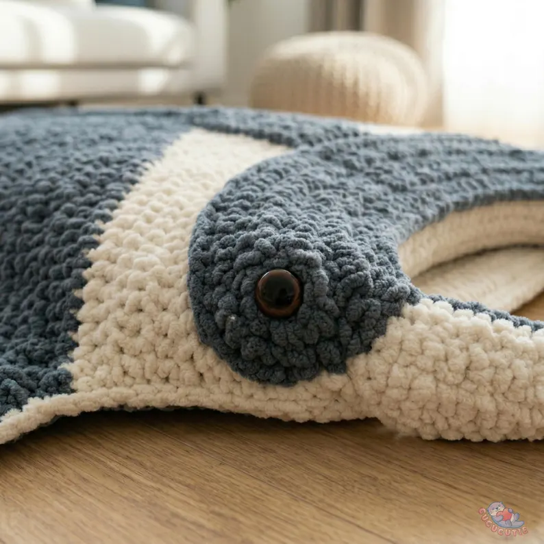 Giant Crochet Manta Ray Floor Pillow