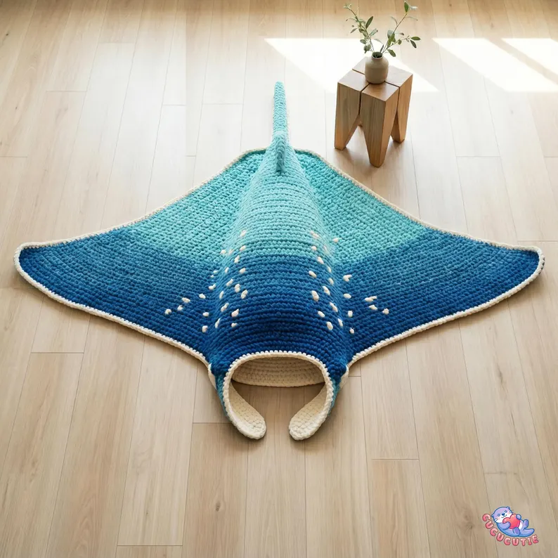 Giant Crochet Manta Ray Floor Pillow