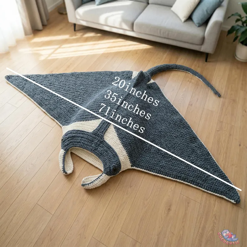 Giant Crochet Manta Ray Floor Pillow